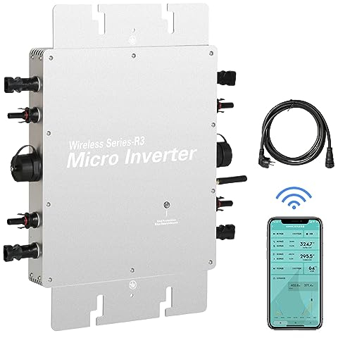 BuyWeek Onduleur Solaire 1600W MPPT Micro-Onduleur avec WiFi APP Micro Inverter étanchéité IP65 Onduleur PV pour 4 Panneaux solaires, pour système Solaire sur Balcon, Plug and Play
