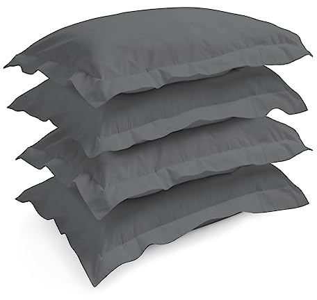 Pizuna Dark Grey Pillow Cases 4 Pack Cotton 400 Thread Count 50 x 75 cm | 100% Long Staple Combed Dark Grey Cotton Pillow Cases pack of 4 Sateen Weave Pillow Case x (Cooling Pillowcases)