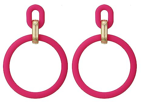 SIXDUTON Orecchini Tondi in Acrilico, Vintage e Piuttosto Esagerati Orecchini Eleganti Colorati, Adatti per Donne e Ragazze in Estate (Rosa di Rosso)