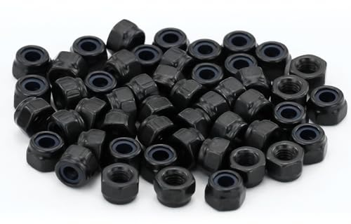 50 dadi esagonali in acciaio al carbonio nero, dado autobloccante, dado di bloccaggio in nylon, per locali residenziali, edifici industriali, riparazioni (M3)
