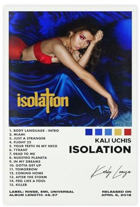 AmAzwi Kali Uchis Poster, Isolationsalbum, Cover, Poster, Leinwandposter, Wandkunst, Dekordruck, Bild, Gemälde für Wohnzimmer, Schlafzimmer, Dekoration, ungerahmt: 20 x 30 cm