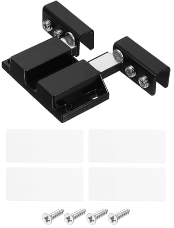 sourcing map Glass Door Magnetic Catch Latch Closures with Clamp, 1 Set for 5-8mm Glass, Push Open Double Glass Door Magnetic Touch Latch, Black