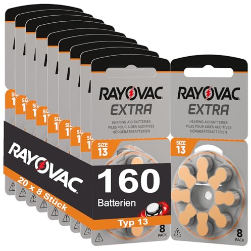 160 Hörgerätebatterien Rayovac Extra Typ 13 20x8 Stück