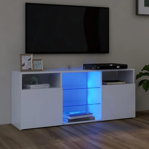 Gecheer Mobile Porta TV con Luci LED Bianco 120x30x50 cm