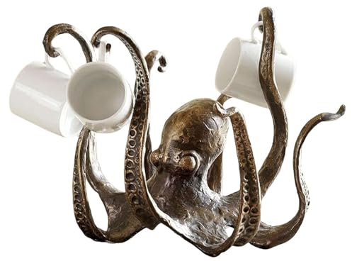 Portavasos De Pulpo Realista Para Mostrador, Estatua Vintage, Portavasos Artesanal De Escultura De Resina, Adorno Decorativo De Escritorio, Accesorio De Estatua De Taza De Café Para Comedor De Cocina
