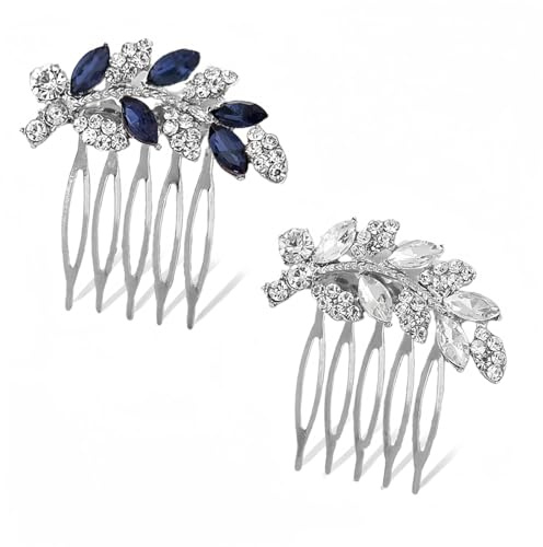 PLABBDPL 2 Braut Haarkämme mit Kristallen in Silber - Hochwertiger Haarschmuck für Hochzeit & besondere Anlässe - Perfektes Accessoire für Frauen & Mädchen