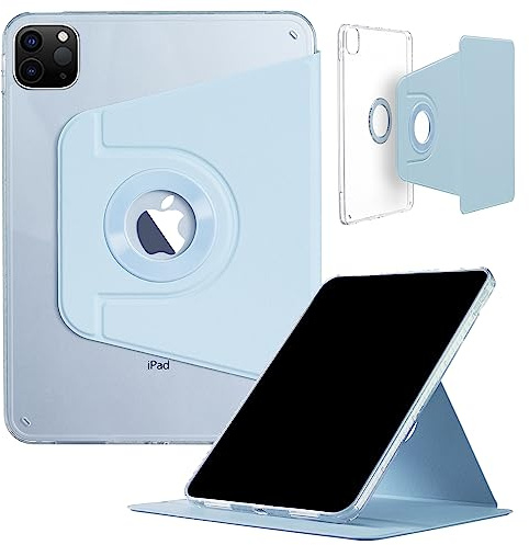 Custodia per iPad Pro 7°-13 2024, DMaos Smart Cover magnetica staccabile, rotazione a 360°, supporto pieghevole - Blu