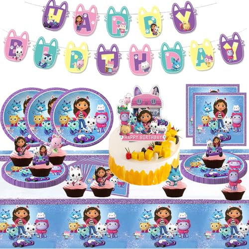 Buleyupaidui Vaisselle Anniversaire, Vaisselle Party,Accessoires de Fête,Cartoon Cartoon Party,Anniversaire des enfants Party Supplies Set,décoration d'anniversaire pour enfants