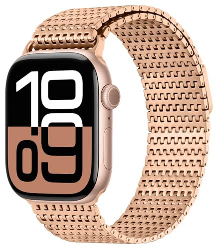 Anlinser Compatibile con Cinturino Apple Watch 42mm 41mm 40mm 38mm, Cinturini di Ricambio Metallo con Chiusura Magnetica Compatibile con Apple Watch Series 10 9 8 7 6 5 4 3 SE, Rosa