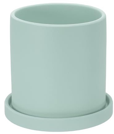 PATIKIL 5 Inch Ceramic Plant Pots, Modern Flower Planters with Drainage Holes and Tray for Decorate Home Indoor Plants Succulent Herb, Blue