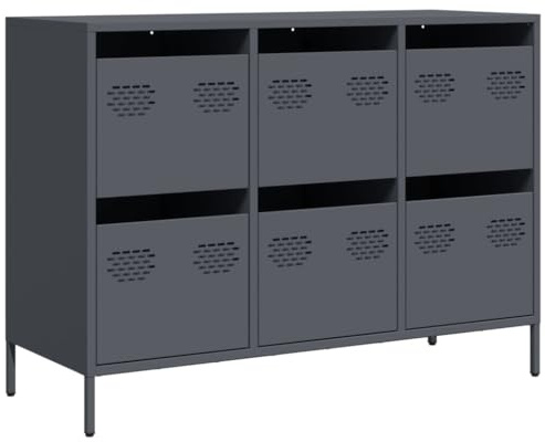 vidaXL Sideboard Anthrazit 101,5x39x73,5 cm Kaltgewalzter Stahl, Kommode, Anrichte, Küchenschrank, Kommode mit Schubladen, Schrank, Flurschrank