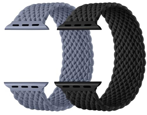 Charlam 2 Pack Trenzado Band Compatible con Correa Apple Watch 44mm 45mm 46mm 42mm 49mm Mujer Hombre, Nylon Elásticos Deportiva Correas para iWatch SE Serie 11 10 9 8 7 6 5 4 3 2 1 SE 3 Ultra 3