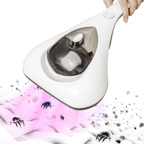 Probuk Aspirador de Mano Anti - ácaros, 10KPa Aspirador Colchones con Luz UV-C, Incluyendo Filtro HEPA de Aire de Lavable, para Limpieza Profunda de Chinches, ácaros, Polvo en Sofás, Alfombras