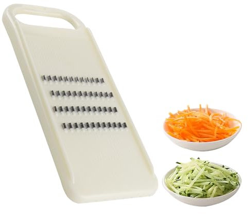 Plastic Grater for Carrot Vegetable Onion Cabbage Potato Cucumber Grater Mandoline Slicer Kitchen Food Shredder Salad Slicer Chips Cutter Strips Chopper Handheld with Stainless Steel Blades White