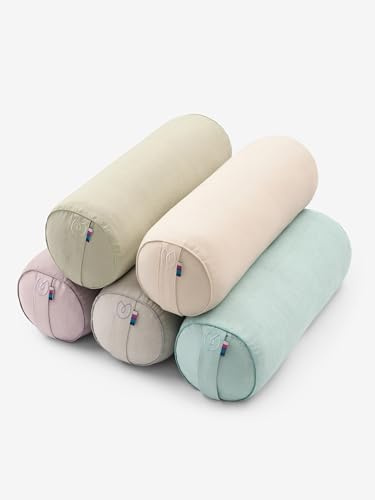 Yogamatters Organic Cotton Chambray Buckwheat Bolster - 100% Organic Cotton - Buckwheat Hulls Fill - Removable Washable Cover - Yoga Exercise Block