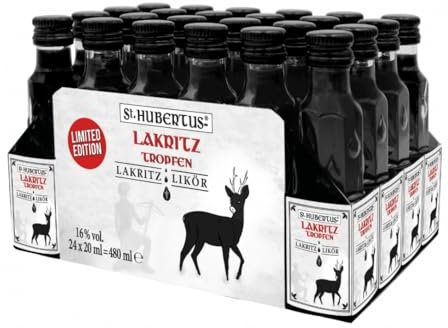 St. Hubertus Fruchtiger Lakritz Tropfen Likör 24 Flasche x 20 Milliliter