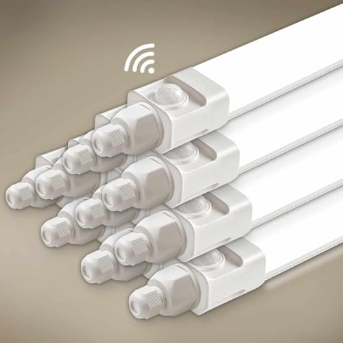 Tobeter 10 Pièces Neon LED 120 CM avec Detecteur de Mouvement, 36W 3600LM Tube Sensor Lampe, Linkable Luminaire Plafonnier Reglette Led, Blanc Neutre 4000K IP65 Pour Garage, Cave, Atelier, Couloir