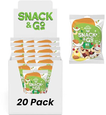Alfano dal 1940 Mix Focus Snack & Go 20 Pacchetti Monoporzione da 25g Frutta Secca Anacardi Naturali, Cocco smile Disidratato, Cranberry Disidratato e Mandorle Sgusciate