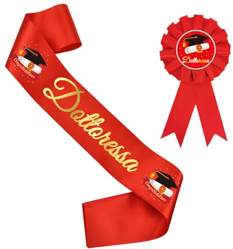 VEGCOO Fascia Laurea Dottoressa con Spilla, Laurea Gadget per università Regalo Laurea Donna, Decorazione per Festa Cerimonia di Laurea (Dottoressa)