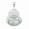 TLTLT Natürliche grüne Jade Jade Anhänger grün natürliche echte lachende Buddha Halskette viel Glück 925 Silber Kette Amulett Schmuck Geschenke