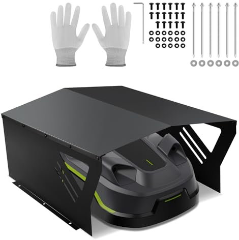 Yakimz Garage pour robot tondeuse, abri de voiture, toit pour robot tondeuse, tôle galvanisée, garage, maison de pluie pour robot tondeuse avec barre de support, noir