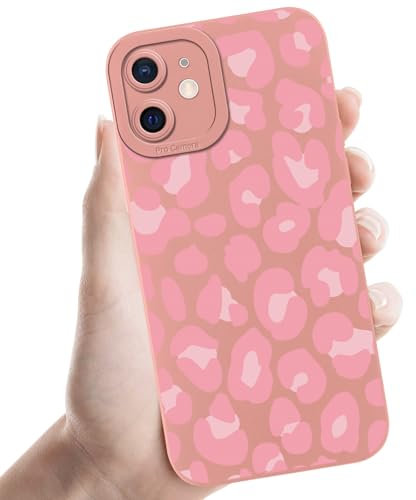 Phoona Pink Leopard Print Phone Case for iPhone 11 6.1,Fashion Cheetah Pattern Aesthetic Design Women Girls,Soft Silicone Profile Cover,Anti-Slip Shockproof Protective Camera,for iPhone 11