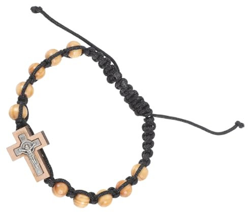 BESPORTBLE Corda Bracciale regolabile Braccialetto rosario per collana rosario grani del rosario perla del rosario collana croce catena di perline grani decorativi del rosario Di legno