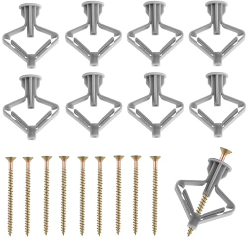 30 Set Gipskartondübel und Schrauben Set Heavy Duty Wandbefestigung Kunststoff Dehnungsrohr mit Senkkopfschrauben für hohle Trockenbauwand Hohlraum TV Wandhalterungen