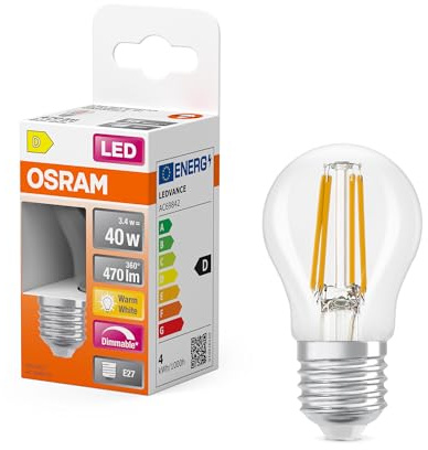 Osram LED Superstar Classic P 40 Filament DIM 2700 K 3,4 W | LED Superstar Classic P 40 Filament DIM, LED Lamps, klar, 45 mm dia, 15000 h, 1-Pack