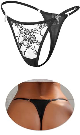 ohyeahlady String Ficelle Réglable Femme Mini String Sexy Chic Hot | Dentelle Transparent, Maille Respirant ,Grande Taille,Avec Strass,Entrejambe Coton,G-String,T-Back,Thongs k,Thong