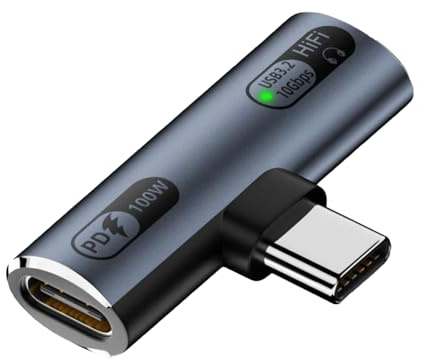 Leloco USB C Splitter 1 zu 2, Typ C Stecker auf 2 Typ C Buchsen,USB C Kopfhörer Adapter PD 100W-Schnellladung 10Gbps OTG Adapter, für iPhone 16/Pro/Max, Samsung S24/S23 usw Grau
