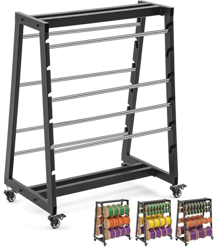 LEIFIDE Heavy Duty 8 Rod Wire Spool Rack 400lb Capacity Cable Caddy Dispenser with Locking Wheels and Adjustable Spool Rods for Electrical Industrial Retail Use