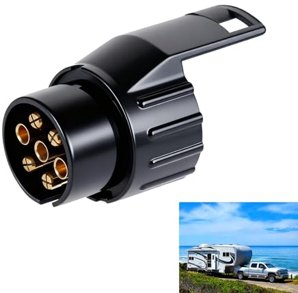 7 Pin to 13 Pin Towing Adapter, Trailer Plug Adapter for Caravan Motorhome, Electrical Socket Converter 7pin to 13pin for Vehicle Lighting and Power Connection, Waterproof, Easy Plug & Play Design