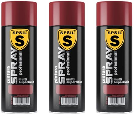 SPSIL Pintura Spray Brillante Rojo Burdeos(pack of 3) 200ml, Metal Secado RápidoPintura Profesional Interior Exterior, Aplicación Fácil en Madera Plástico, DIY Decoración Muebles Automóviles