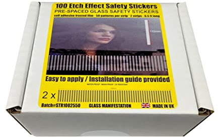 2 METRES GLASS MANIFESTATION ETCH EFFECT PRE-SPACED FROSTED PATTERNS SHOP WINDOW SAFETY STICKERS PATIO DOORS WINDOWS AWARENESS