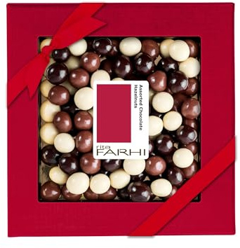Rita Farhi Milk Dark and White Chocolate Coated Hazelnuts in a Luxury Gift Box 200 g - New Palm Oil Free Recipe