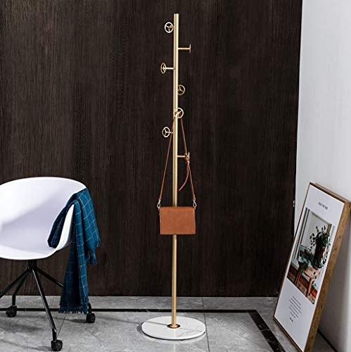 W-xiao standgarderobe Goldene Garderobe aus Schmiedeeisen, weißes Marmor-Chassis, kreative Kleiderbügel, geeignet für Wohnzimmer, Schlafzimmer, Hotel