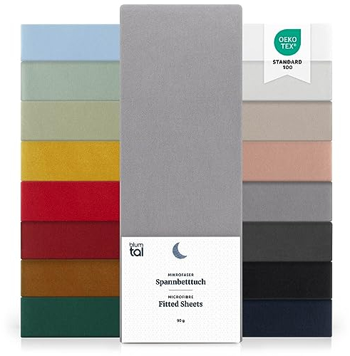 Blumtal® Spannbettlaken 2er Set - 140x200 cm Bettlaken aus Microfaser - Ökotex zertifiziertes Spannbetttuch - Grau