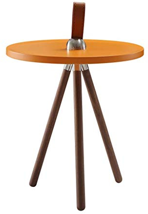 Kleiner Couchtisch Couchtisch Einfacher Kleiner Balkon Runde Ecke Wohnzimmer Sofa Seite Metall Nussbaum DREI Füße Beistelltisch