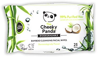 The Cheeky Panda Bamboo Facial Make Up Remover Wipes | Sustainable Face Wipes Eye Makeup Remover | Coconut Scented Pack of 25 Face Wipes | 99% Purified Water