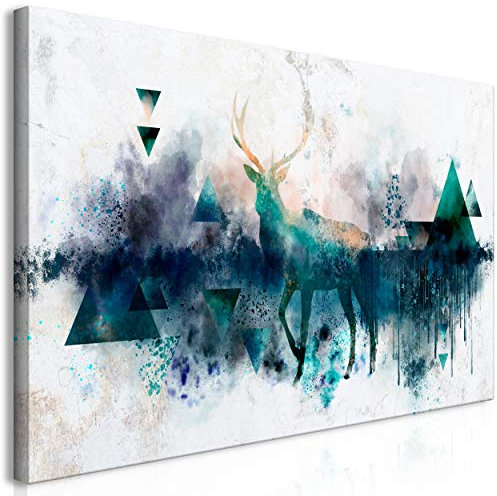 decomonkey Bilder Abstrakt 120x60 cm 1 Teilig Leinwandbilder Bild auf Leinwand Vlies Wandbild Kunstdruck Wanddeko Wand Wohnzimmer Wanddekoration Deko Geometrisch Tiere Hirsch
