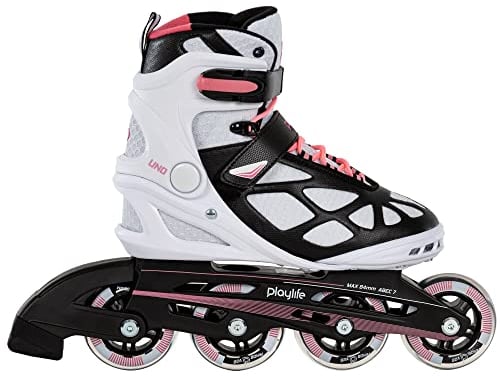 Playlife Inline Skates UNO Pink 80, Schwarz/Weiß/Pink, für Damen, 80mm/82A Rollen, ABEC 7 Kugellager, Art. nr.: 880260