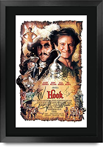 HWC Trading FR A3 Hook Robin Williams, Dustin Hoffman Geschenke gedrucktes Poster signiertes Autogramm Bild für Film-Andenken-Fans – A3 gerahmt