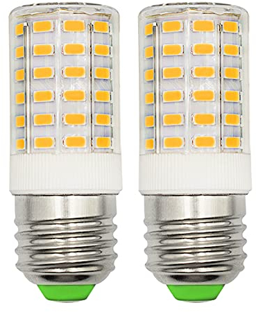 ASAIHKUN E27 LED 7W Warm White Super Bright Equivalent to 60W 70W ES Edison Screw Light Short Size Cylinder Compact Corn Bulb AC 100-265V Energy Efficient Ceiling Fan Light Non-Dimmable (Pack of 2)