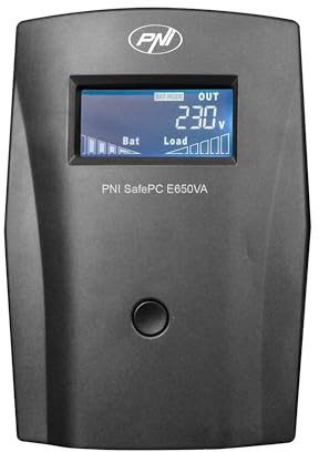 USV Stromversorgung PNI SafePC E650VA Unterbrechungsfreie Stromversorgung - 2 Schuko-Ausgänge - Leistung 650 VA, Leistung 390 W, 1.8 A, LCD-Bildschirm USV