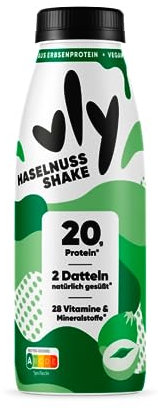 vly Haselnuss 400 ml Flasche - Veganer Nuss Drink + 20g Protein ohne Zuckerzusatz | Proteinreich & kalorienarm aus Pflanzenprotein Haselnussdrink Milchalternative Eiweiß Proteindrink