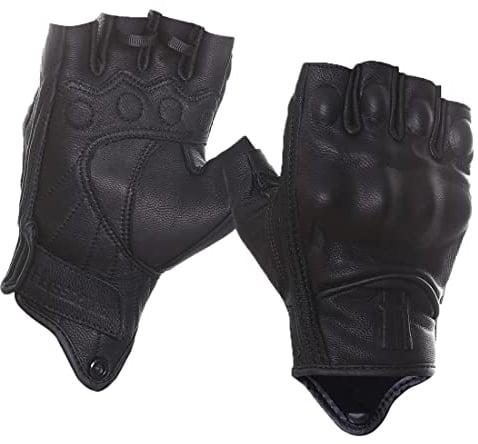 Harssidanzar Guantes de moto sin dedos para mujer,protección de nudillos duros conducción motociclista carreras moto guante pantalla táctil KL022,Negro,Talla M