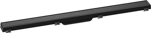 hansgrohe Fertigset Duschrinne RainDrain Match, Abflussrinne 900mm, Bodenablauf Dusche mit höhenverstellbarem Rahmen, Schwarz
