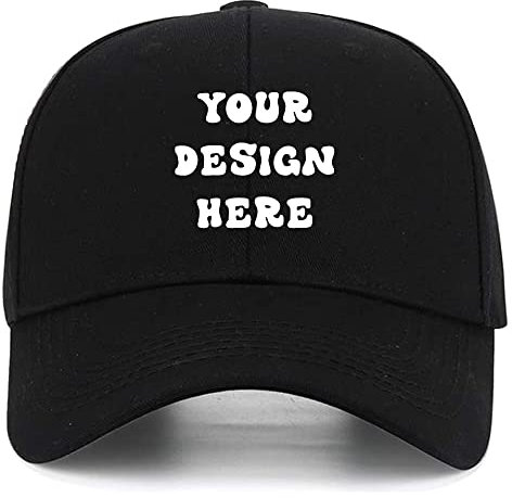 Stampa personalizzata Il tuo Proprio Design Testo Logo Unisex Personalizzato Plain Cappello Regolabile Cappello Baseball Cap, nero, Medium