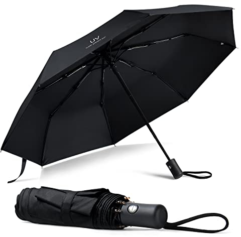 Vicloon Paraguas Plegable Antiviento, Sombrilla Lluvia Portátil, Paraguas invertido de Plegado Automático a Prueba de Viento, Paraguas Pequeño Grande con Apertura y Cierre Automáticos, 8 Varillas
